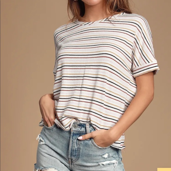 Perry White Multi Striped Twist-Back Tee - Picture 2 of 6
